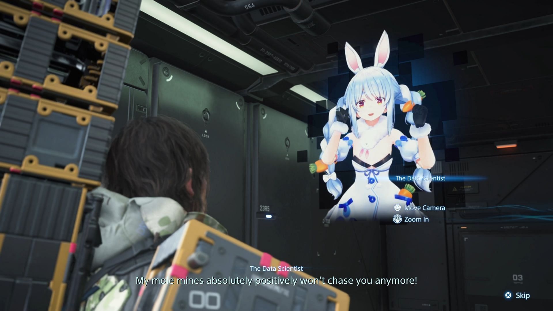 Pekora appears as the Data Scientist in Episode 7 of Death Stranding 2 (Image via Kojima Productions/Sportskeeda Gaming)